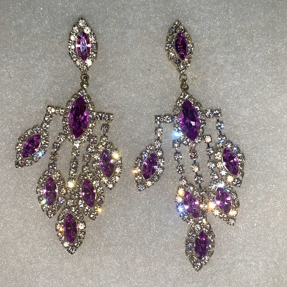 Lilac and silver chandelier earrings